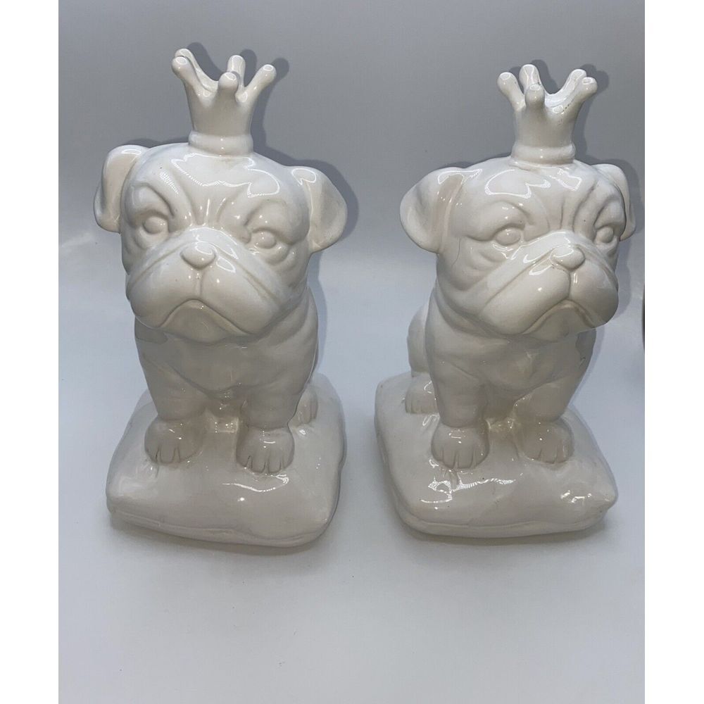 Pair of Pug Dogs Statue‎ Book End Decor 11 Inches Tall